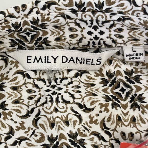 Emily Daniels Womens Abstract Button-Up Roll Tab 3/4 Sleeve Blouse Top New Sz L - Picture 3 of 9